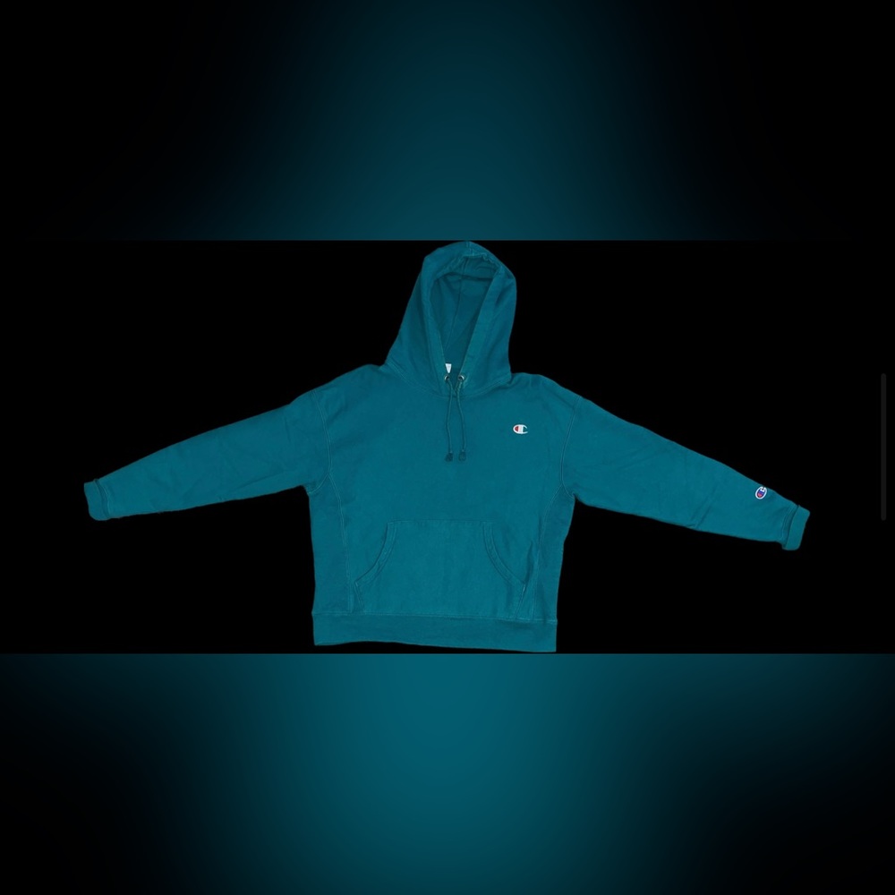 Large champion unisex teal hoodie